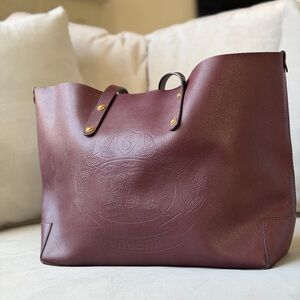 Burberry Burgundy Leather Tote Bag